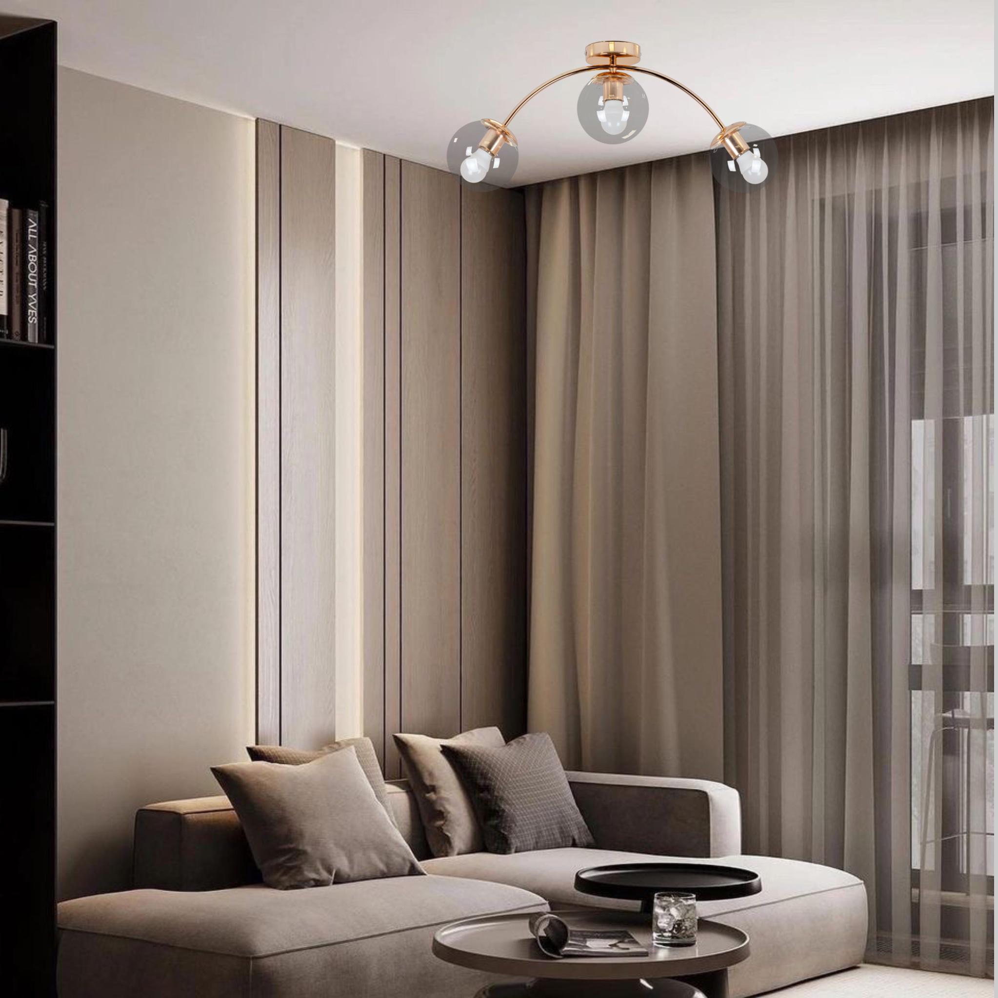 Люстра стельова з 3 плафонами-кулями (52-9907-3 GOLD+CL) - фото 2