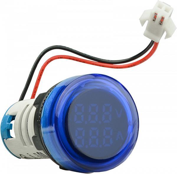 Амперметр-вольтметр цифровой АСКО-Укрем ED16-22 VAD 0-100A 50-500V круглый Синий (A0190010137)