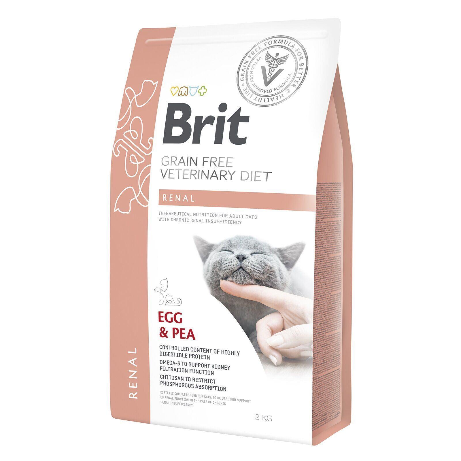 Корм сухой для взрослых кошек Brit VetDiets с горохом и яйцами при хронической почечной недостаточности 2 кг (8595602528325)