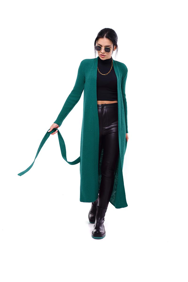 Кардиган SVTR свободный миди р. 48-52 Темно-зеленый (407) - фото 8