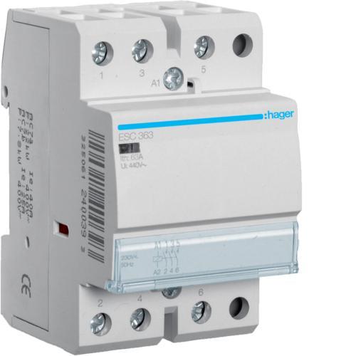 Контактор модульный Hager ESC363 63А 230 В AC 3НВ (00000045956)