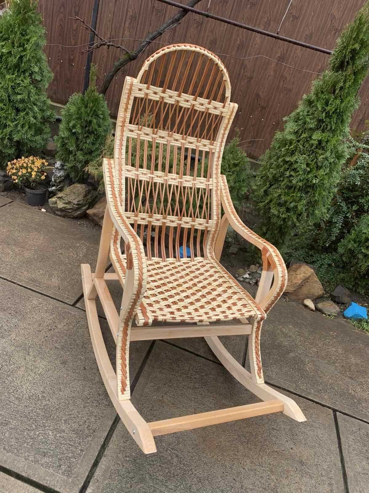 Кресло-качалка для сада Woody 71x120x120 см Натуральный/Натуральный/Светло-коричневый (45516)