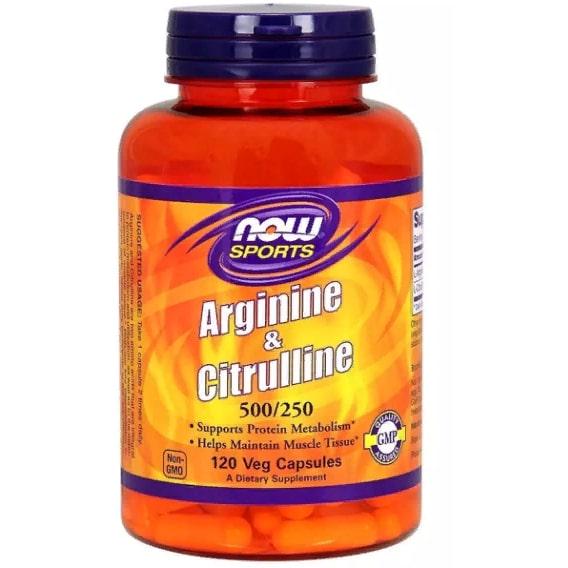 Аргінін NOW Foods Arginine And Citruline 500мг 250 мг 120 Veg Caps