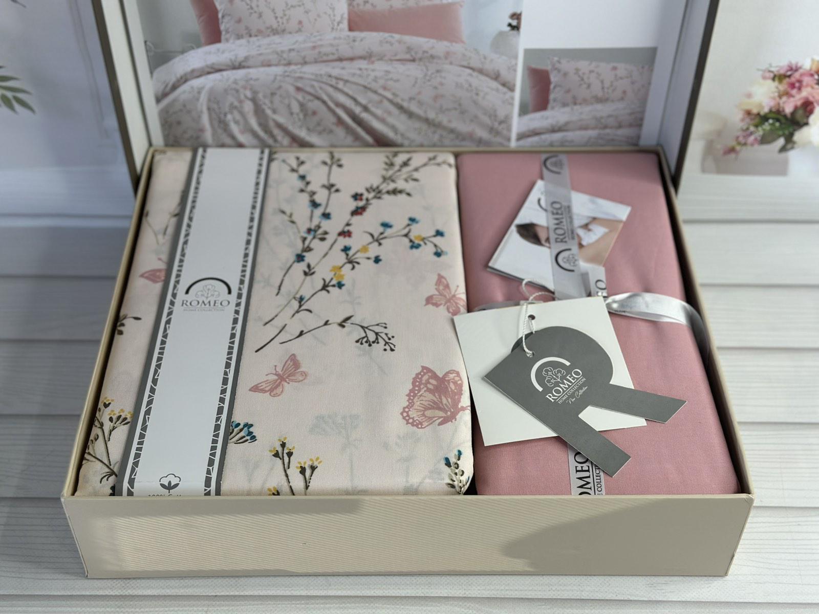 Комплект постільної білизни Elrns з квітами та метеликами поплін Євро Рожевий (Elrns1) - фото 4 Комплект постільної білизни Elrns з квітами та метеликами поплін Євро Рожевий (Elrns1) - фото 4