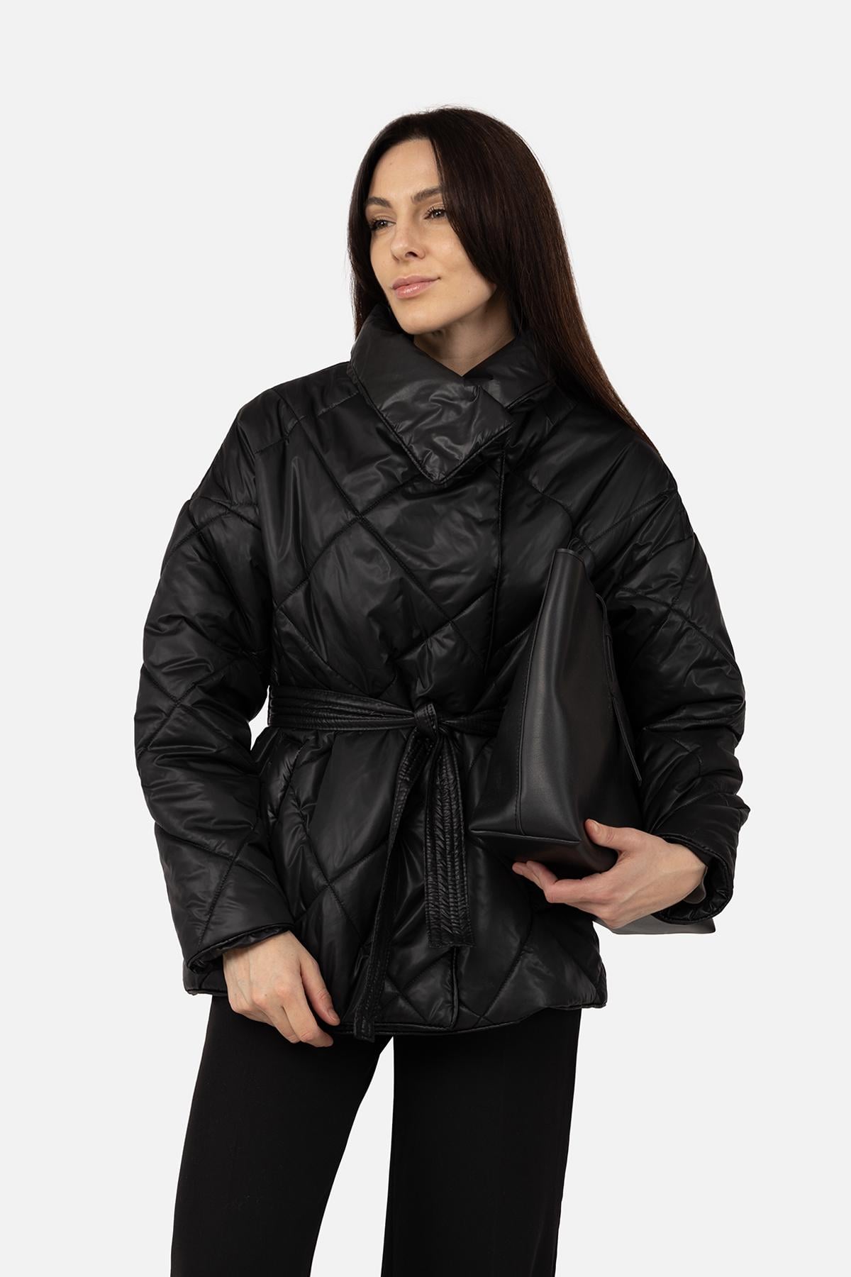 Куртка короткая женская р. 52 Черный (SKT001039253)