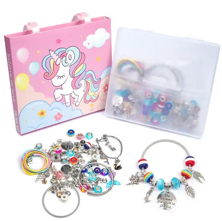 Детский набор Unicorn для создания шарм-браслетов 61 элемент Pink