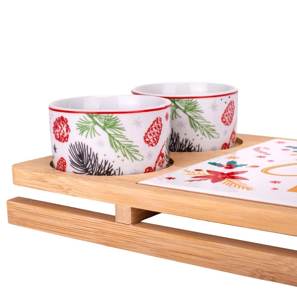 Набор пиал с дощечкой на бамбуковой подставке Elisey 6020-005 Сани 34х17 см Белый (118-81-6020-005) - фото 2 Набор пиал с дощечкой на бамбуковой подставке Elisey 6020-005 Сани 34х17 см Белый (118-81-6020-005) - фото 2