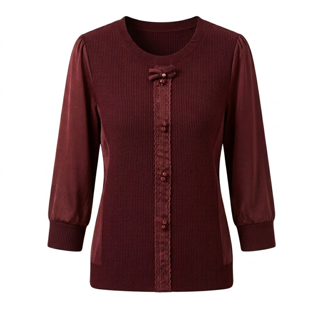 Блузка женская свободного кроя C01862-3 трикотаж L Бордовый (34789843)