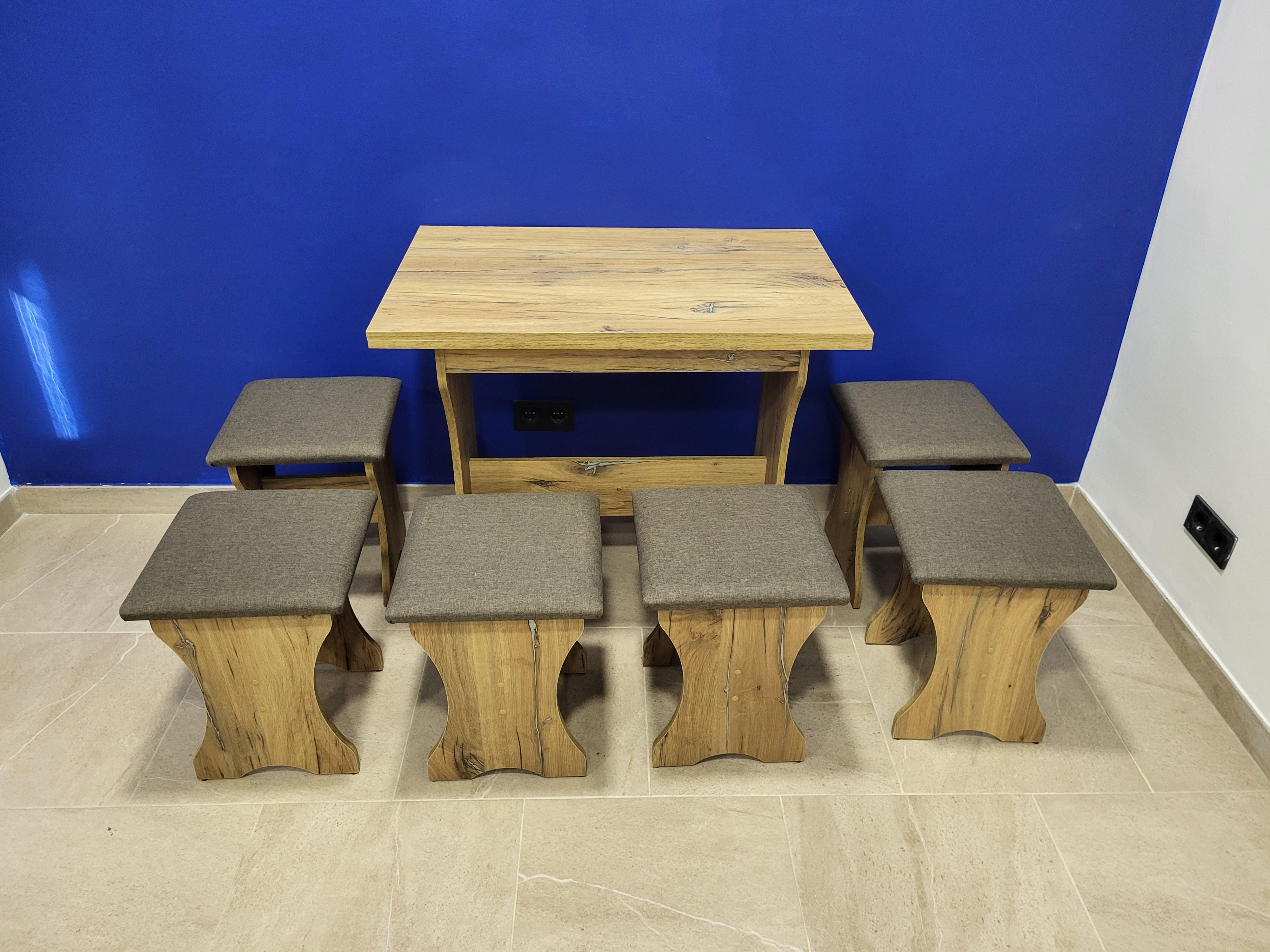 Стіл розкладний та 6 табуреток Сімейний Дуб Флагшток/Дорандо (S6T-DF-D)