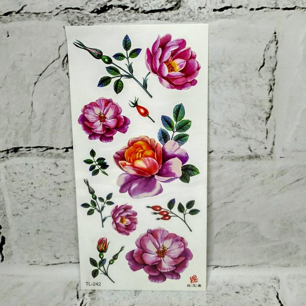 Тату тимчасові Квіти аркуш 9x19 см (TL-242)