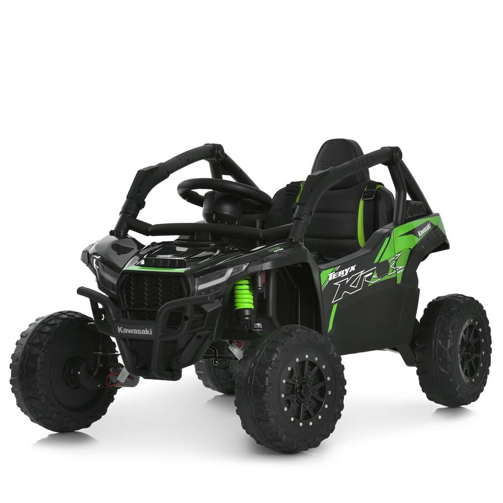 Детский электромобиль Kawasaki JS330EBLR-2-5 24V на 4 мотора/колеса EVA/кожаное сиденье Зеленый (33130161)