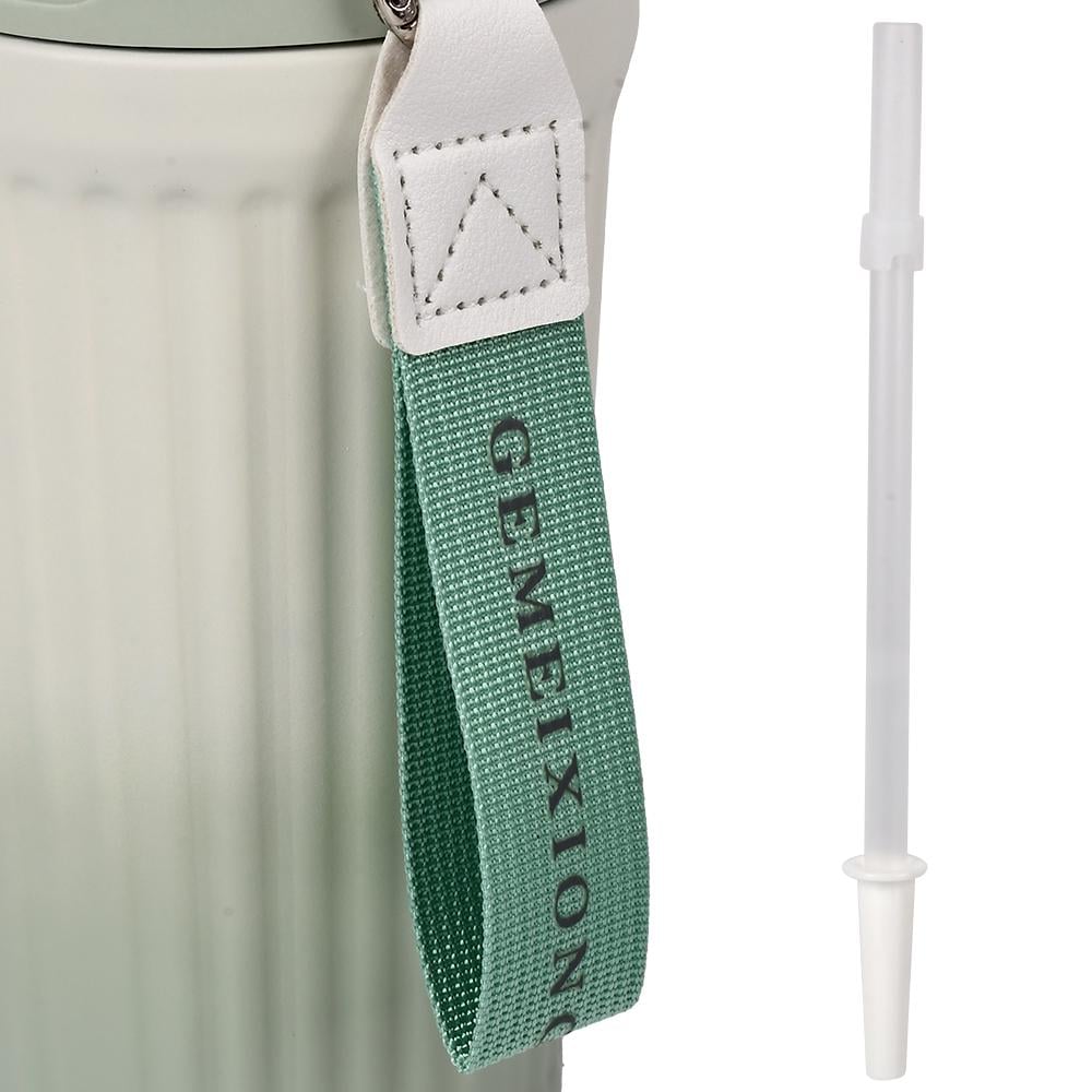 Термокухоль з трубочкою та ручкою GEMEIXION MT-5355 750 мл Зелений з білим (27918443) - фото 2