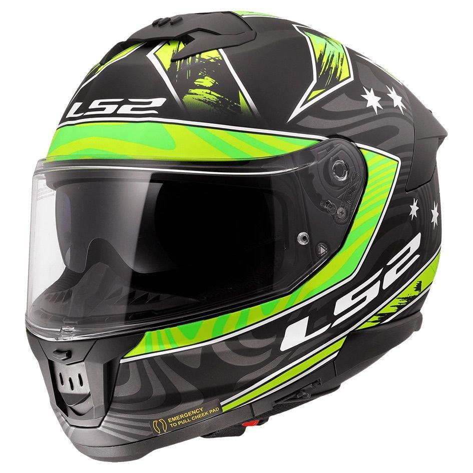 Мотошлем LS2 FF808 Stream 2 Galdam M Matt Black Hi-Vis Yellow (47687)