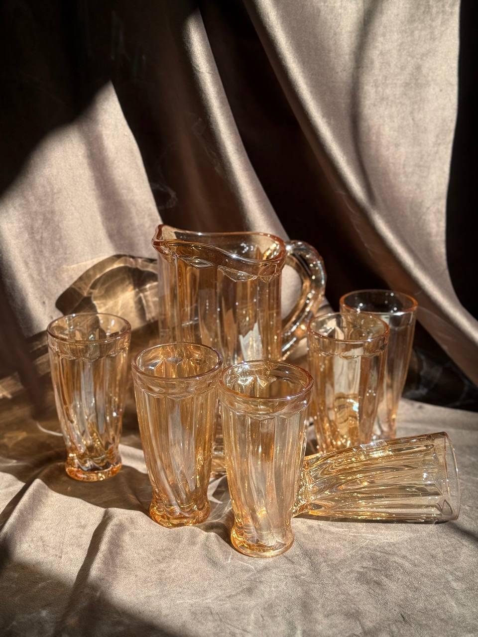 Набор питьевой стеклянный YIWU кувшин 1,1 л/стакана 300 мл 7 предметов - фото 1 Набор питьевой стеклянный YIWU кувшин 1,1 л/стакана 300 мл 7 предметов - фото 1