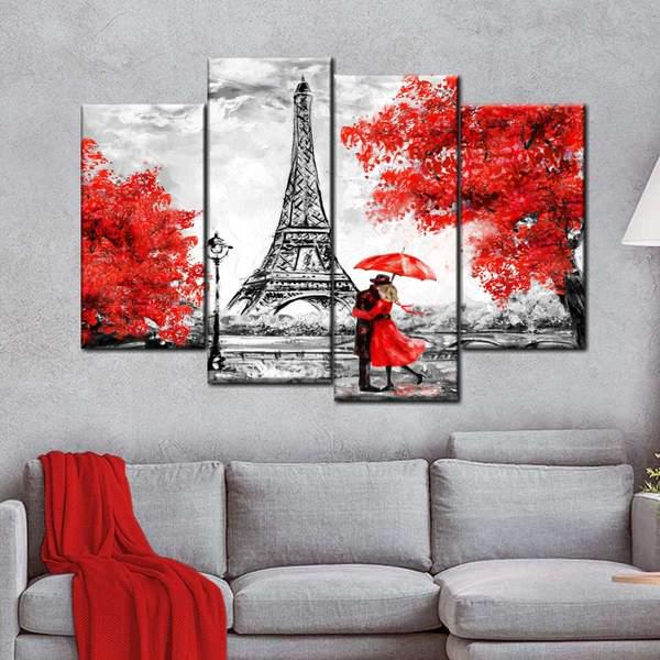 Модульная картина KIL Art Кураж и Париж из четырех частей 89x56 см (M4_M_29)