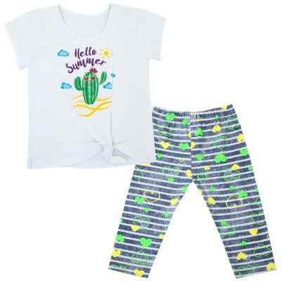 Костюм детский хлопковый летний для девочки Gabbi KS-19-14-2 Тропики 92 см Зеленый (11661)