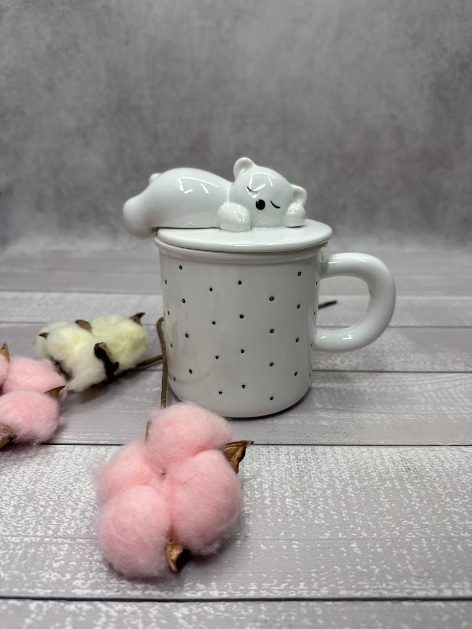 Чашка Olens з кришкою і ложкою Сонне ведмежа кераміка 400 мл Білий (8030-345) - фото 2 Чашка Olens з кришкою і ложкою Сонне ведмежа кераміка 400 мл Білий (8030-345) - фото 2