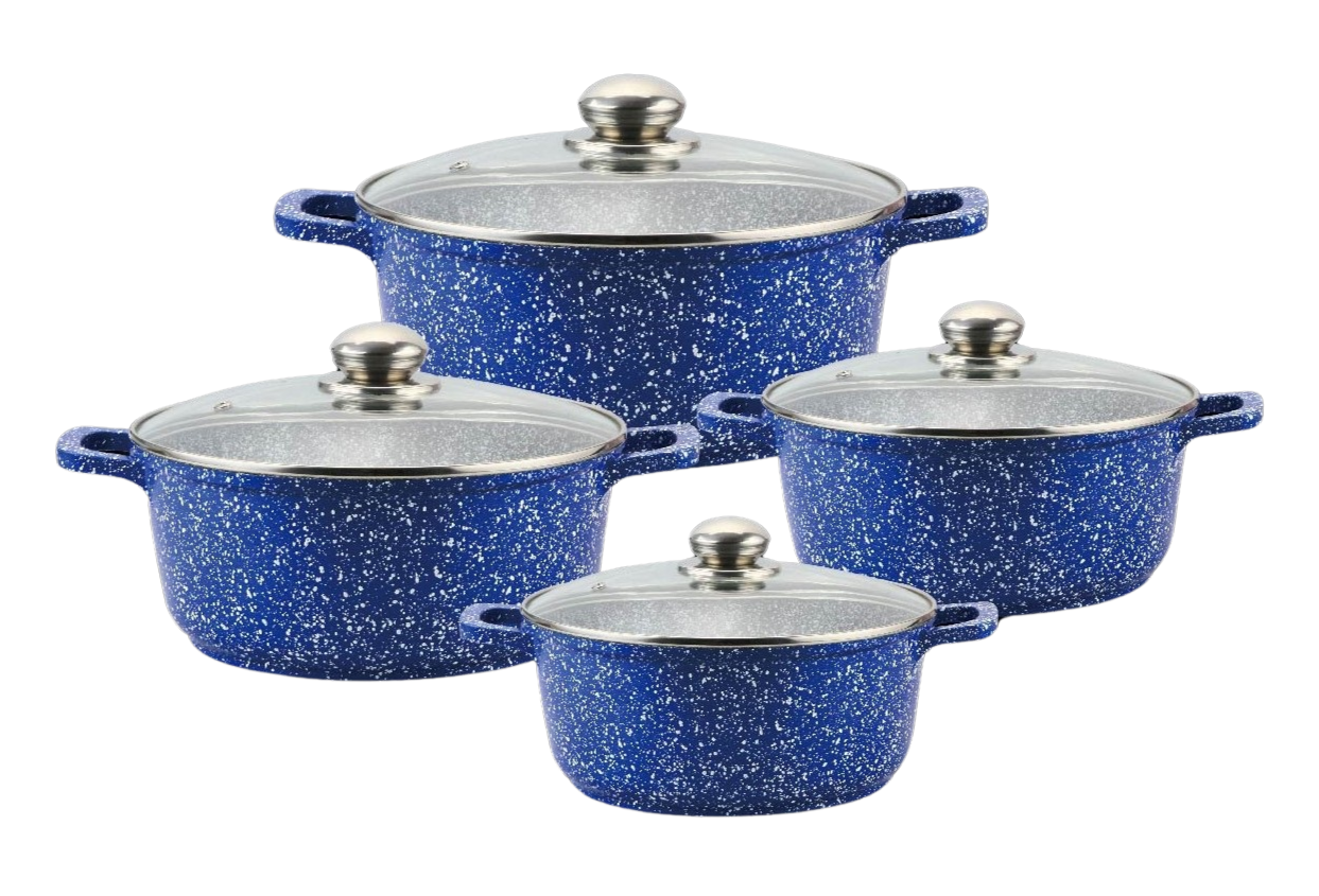 Набор кастрюль Benson BN-381 из литого алюминия 8 пр. 1,5/2,2/3,2/4,2 л Синий (BN-381)
