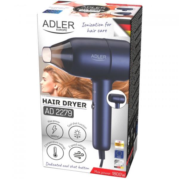 Фен для волос Adler AD 2279p 1800W 2 скорости 2 температурных режима ионизация Blue (AD2279B) - фото 7 Фен для волос Adler AD 2279p 1800W 2 скорости 2 температурных режима ионизация Blue (AD2279B) - фото 7
