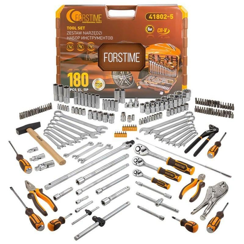 Набор инструментов Forstime 41802-5 6-гранный 1/4"/3/8"/1/2" 180 пр. в кейсе (41802-5)