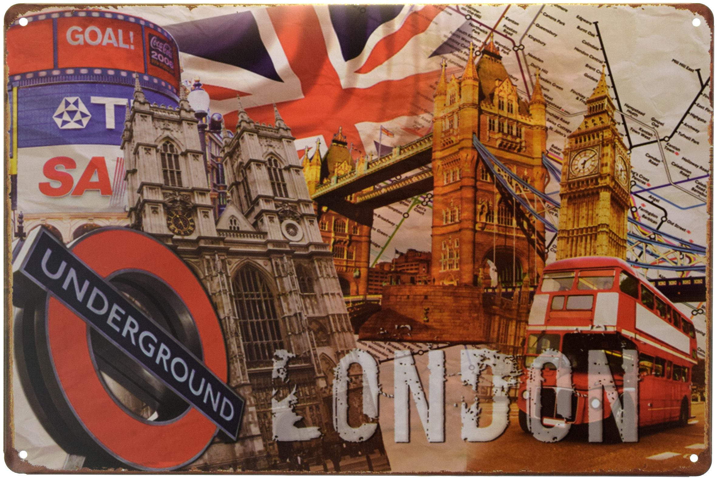 Табличка металлическая Лондон Андеграунд/London Underground 20x30 см