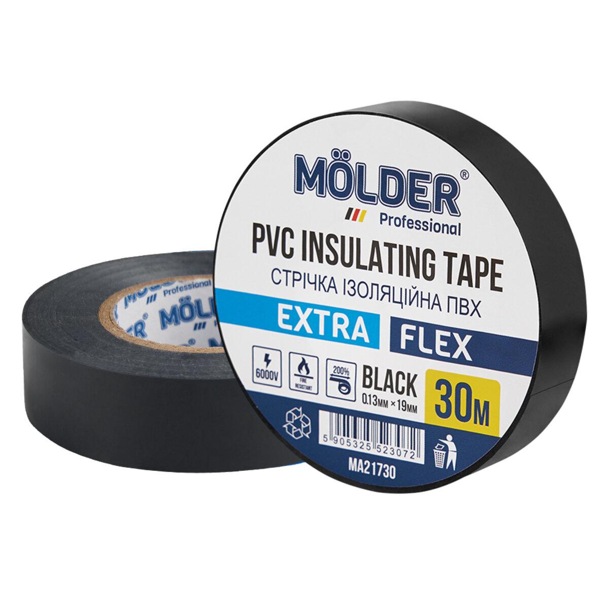 Лента изоляционная ПВХ Molder 0,13x19 мм 30 м Черный Лента изоляционная ПВХ Molder 0,13x19 мм 30 м Черный