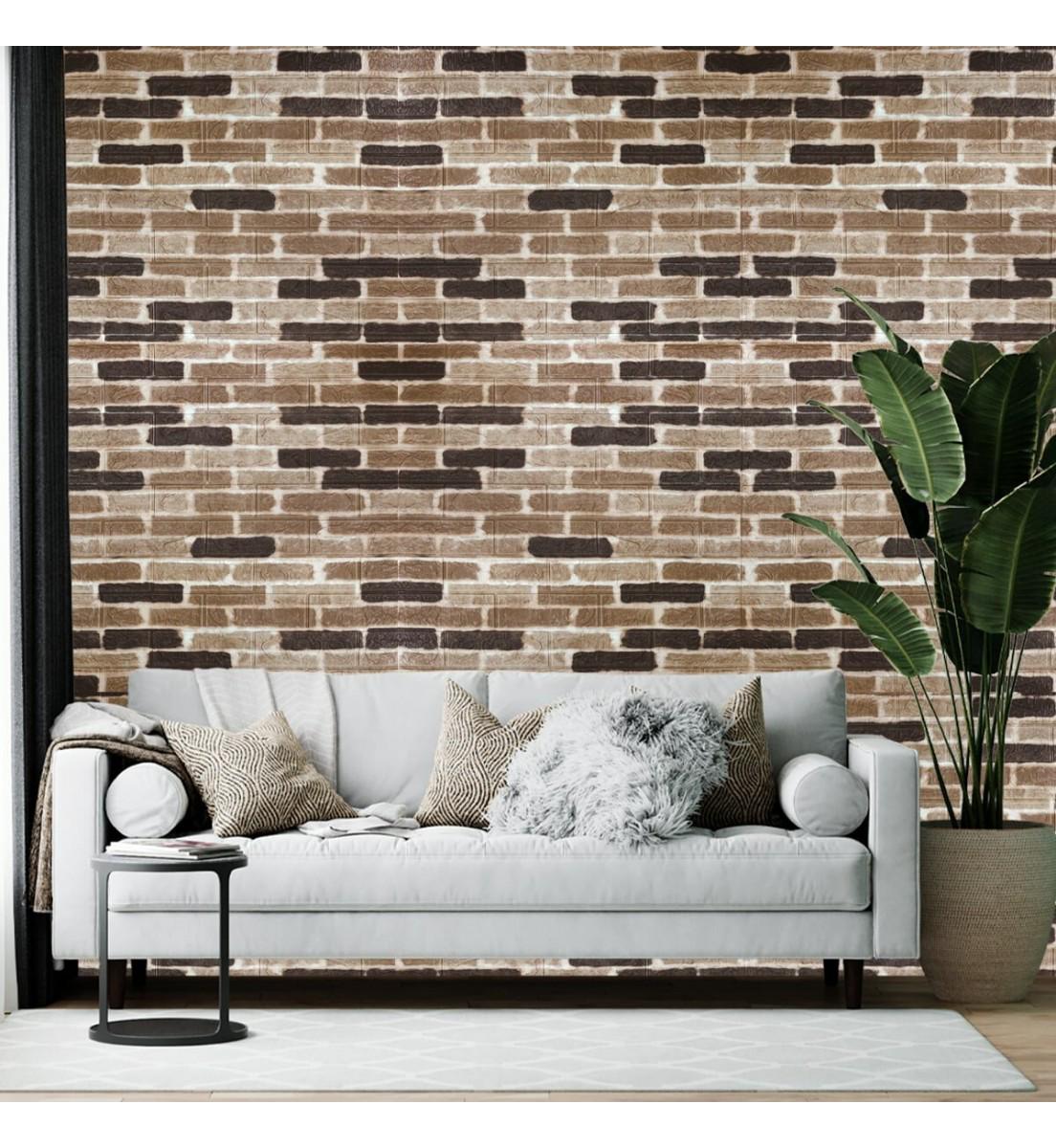 3D-панель декоративная под екатеринославский кирпич самоклеющаяся 700x770x3 мм Коричневый (346-3) - фото 4