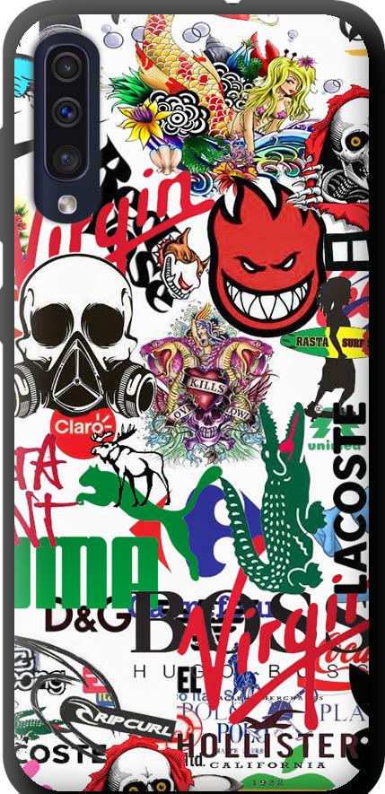 Чехол на Samsung Galaxy A50 2019 A505F Many different logos (4022b-1668-42517)
