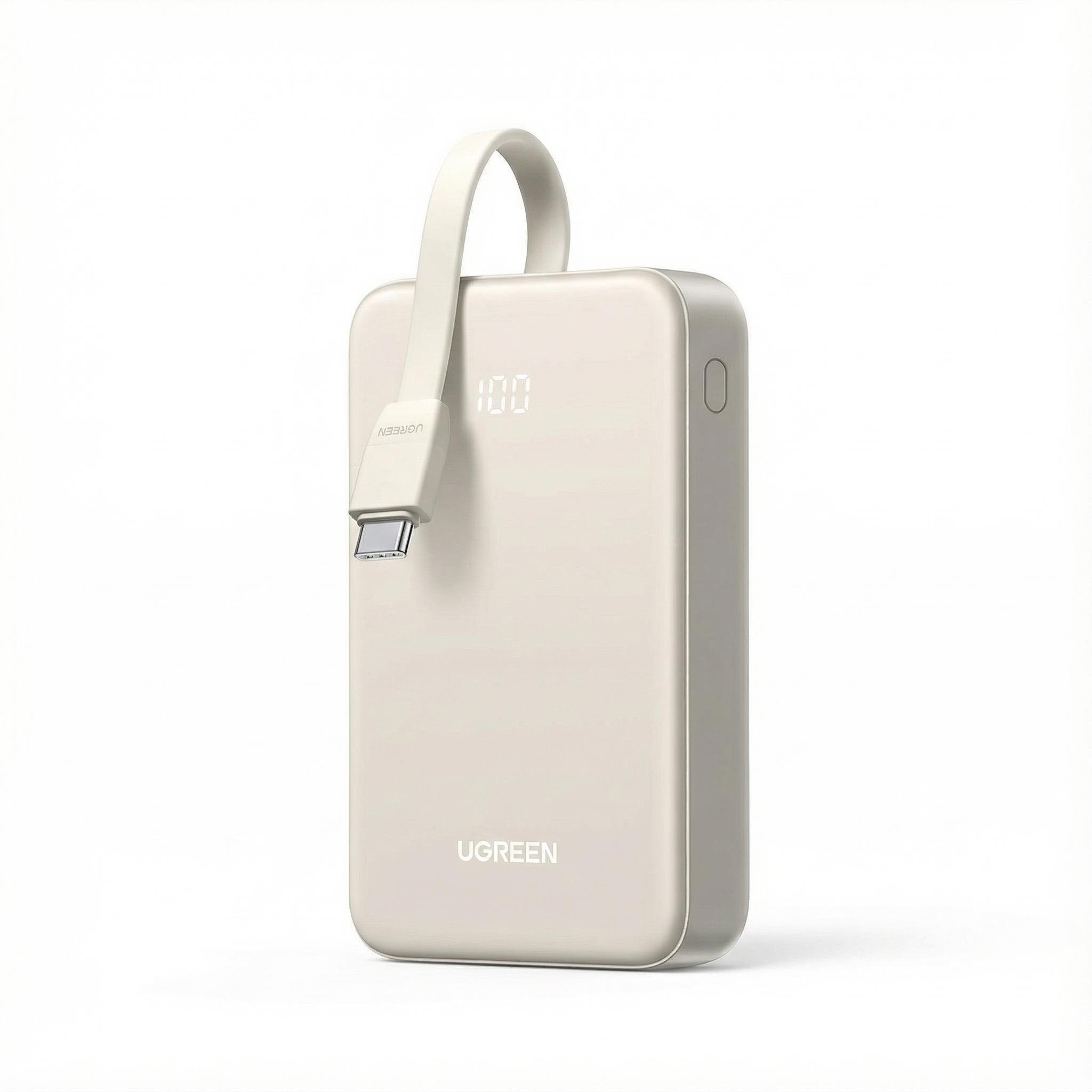 Повербанк с кабелем USB-C UGREEN PB505 20000 мАч 22.5 Вт Бежевый (35340A)