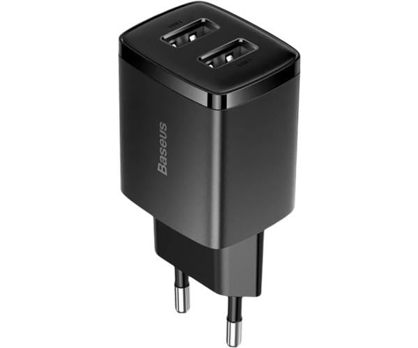 Устройство сетевое зарядное 2USB Baseus Compact Charger CCXJ010201 10,5W Black