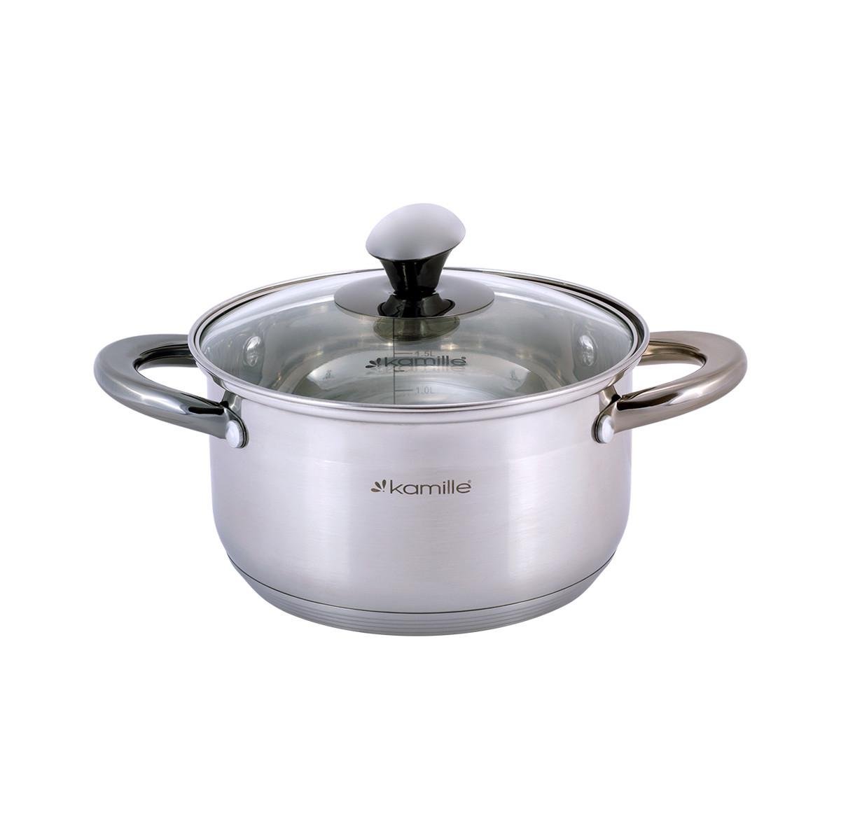 Набір каструль із кришками Kamille КМ-4927 із нержавіючої сталі з 8 предметів Сталевий (150-84-4927) - фото 5 Набір каструль із кришками Kamille КМ-4927 із нержавіючої сталі з 8 предметів Сталевий (150-84-4927) - фото 5