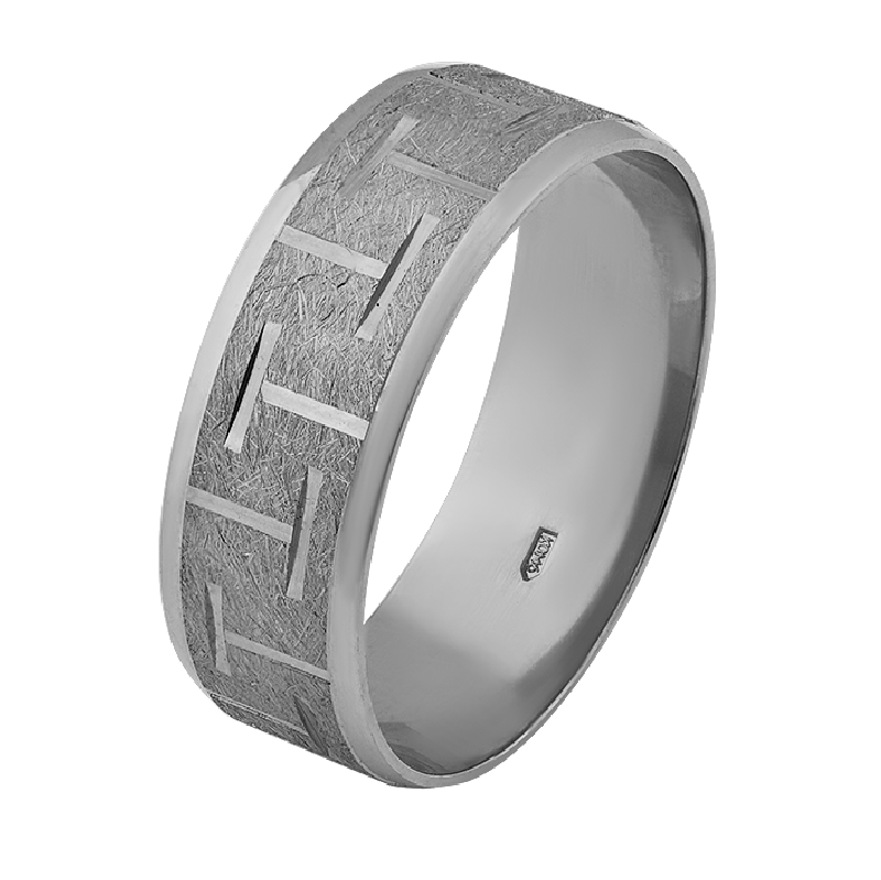 Обручка срібна матова обручка з рельєфним візерунком р. 18