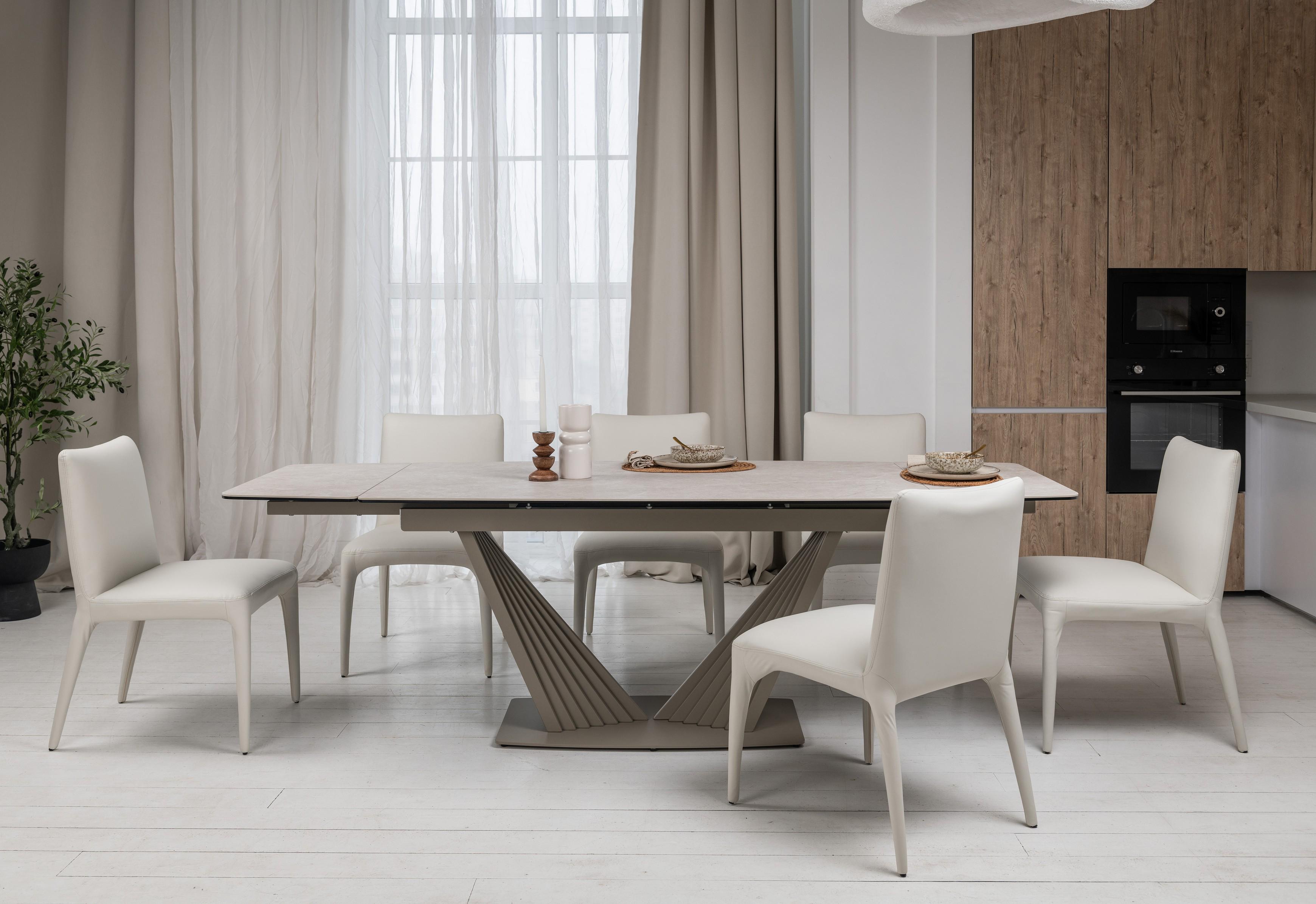 Стіл обідній розсувний Vetro Mebel Феліче 1600- 2400x900x760 мм Сахара/Бежевий (TМL-1000) - фото 5 Стіл обідній розсувний Vetro Mebel Феліче 1600- 2400x900x760 мм Сахара/Бежевий (TМL-1000) - фото 5