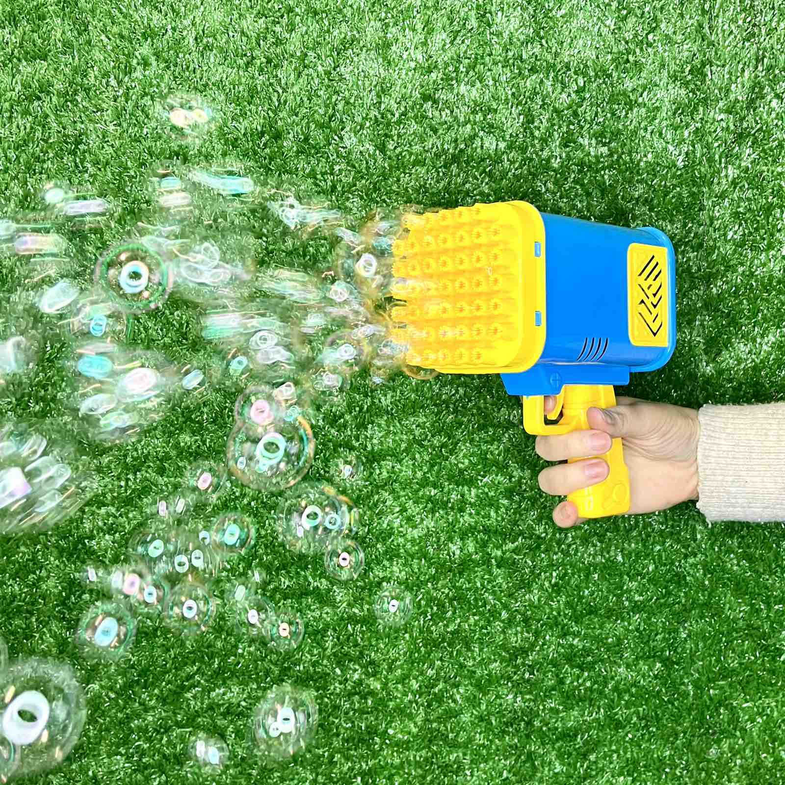 Пистолет для запуска мыльных пузырей 45 отверстий 17 см Желто-синий (2023-58A) - фото 3
