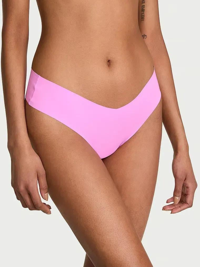 Трусики стринги Victoria's Secret No Show Strappy Thong Panty Neon Bubble M Розовый (27223609)