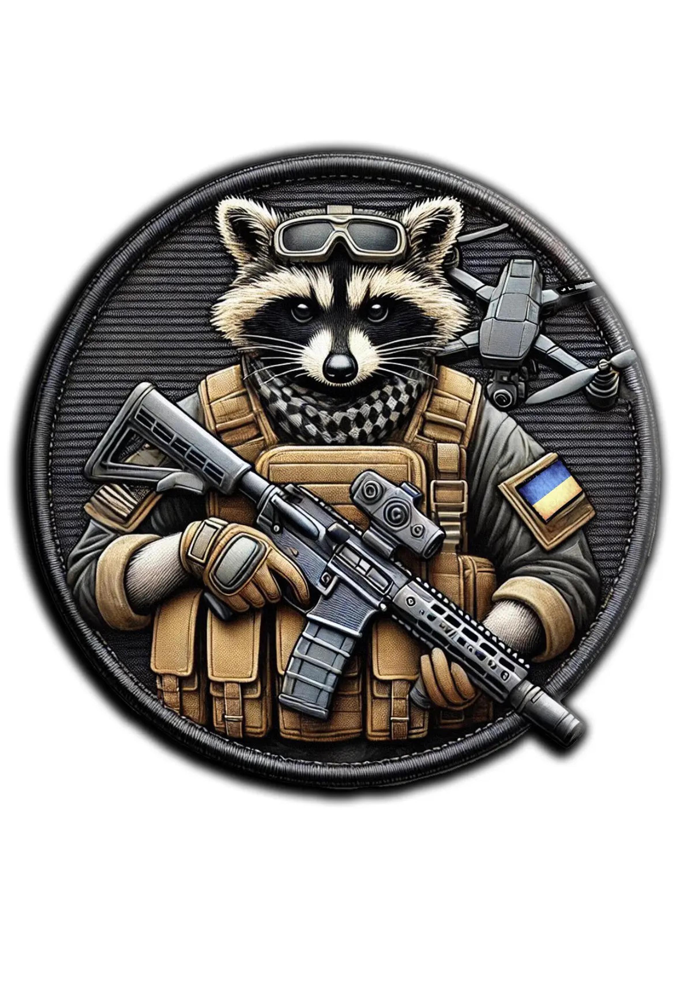 Шеврон-патч Боевой Енот с дроном на липучке (ENOT9)