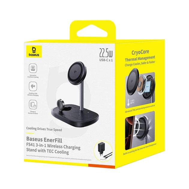 Зарядний пристрій бездротовий BASEUS EnerFill FS41 3в1 Wireless Charging Stand P10281904123-01 Black - фото 9 Зарядний пристрій бездротовий BASEUS EnerFill FS41 3в1 Wireless Charging Stand P10281904123-01 Black - фото 9