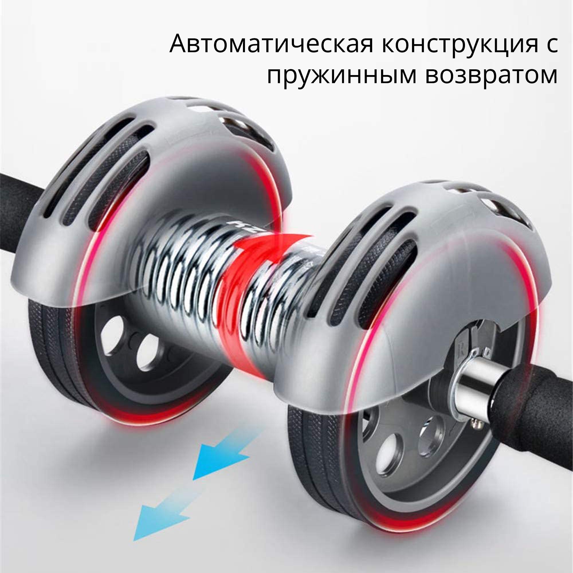 Тренажер роликовий для преса Power Stretch Roller з автоматичним пружинним поверненням Сіро-чорний (502) - фото 3