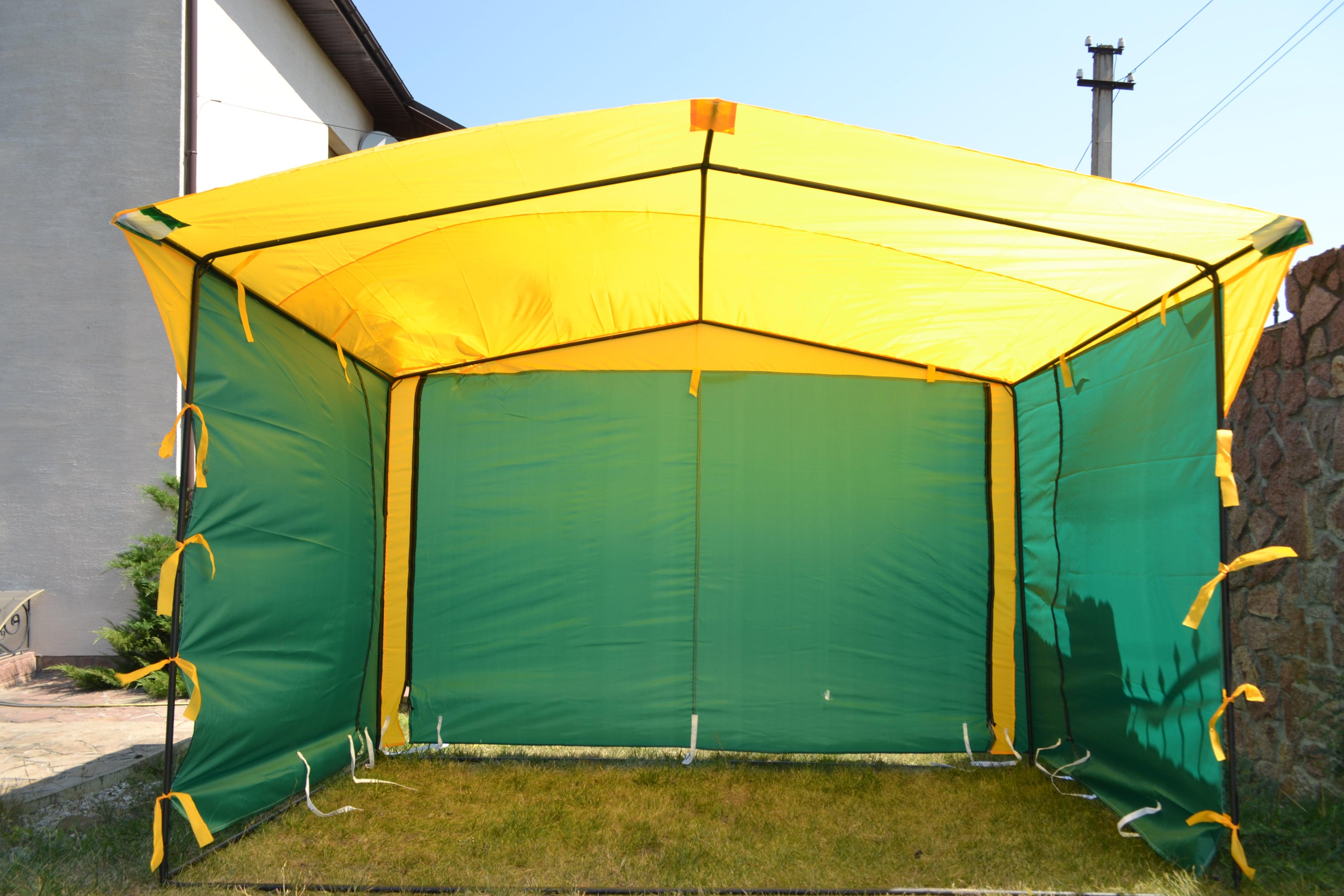 Палатка торговая Стандарт плюс 3х2 м Желтая/Зеленая (24605581)