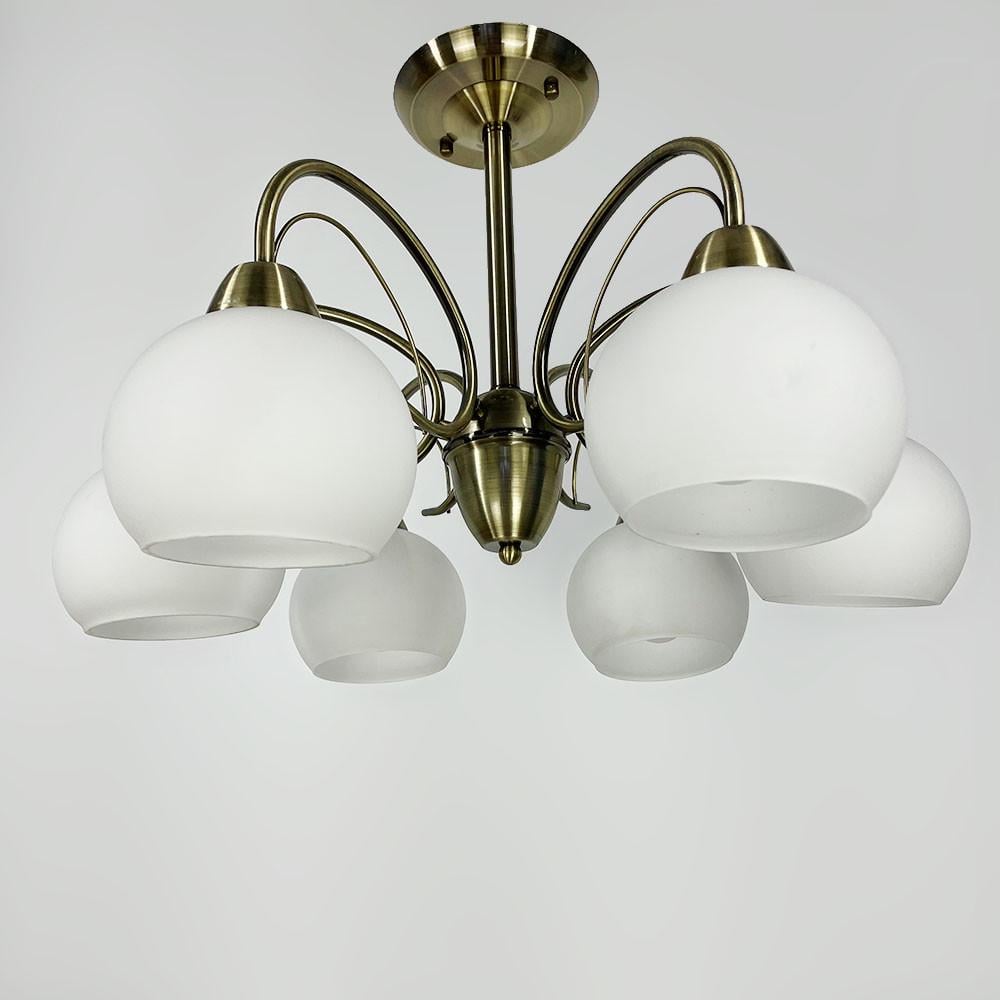 Люстра на 6 плафонов Белый/Бронзовый (91063/6 AB+WT)