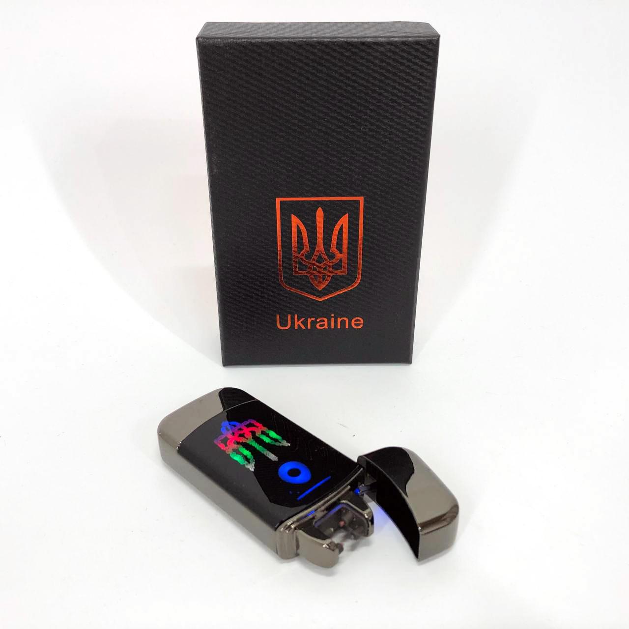 Зажигалка дуговая электроимпульсная зажигалка с USB-зарядкой Украина Lighter с зарядкой Черный (HL-439) - фото 3