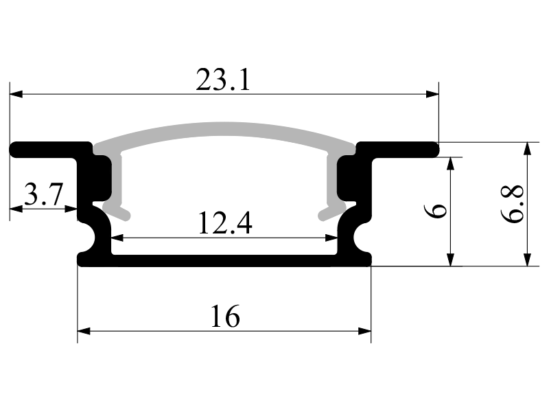 Профиль алюминиевый LEDUA АЛ-01 + рассеиватель для LED ленты врезной 2 м Черный (6120) - фото 4 Профиль алюминиевый LEDUA АЛ-01 + рассеиватель для LED ленты врезной 2 м Черный (6120) - фото 4