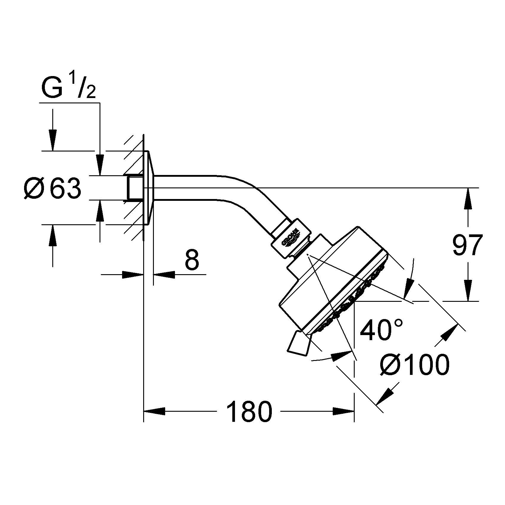 Душ верхний Grohe Tempesta Cosmopolitan 100 мм 3 режима (26090001) - фото 2