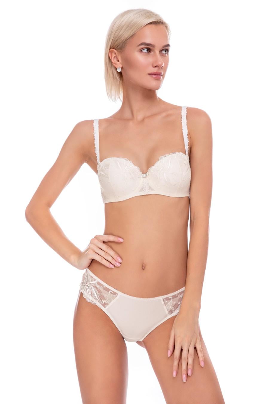 Комплект белья Dimanche Lingerie бюстгальтер push-up/трусики бразилиана 70D/S Шампань (48432)