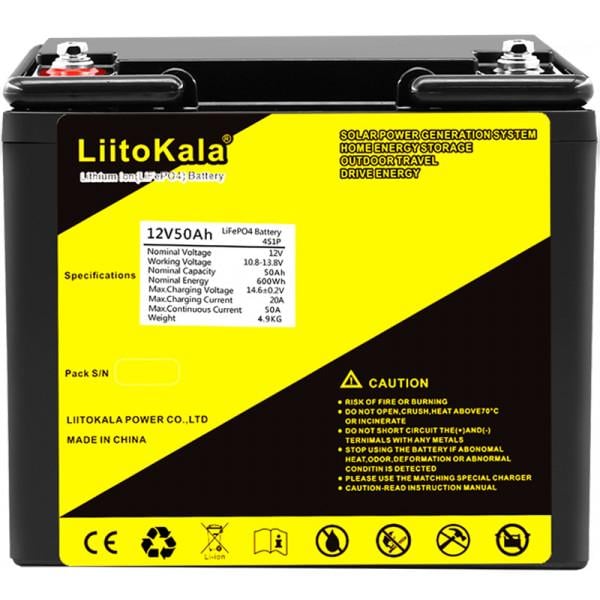 Акумуляторна батарея LiitoKala LiFePO4 12V 50 Ah - фото 3