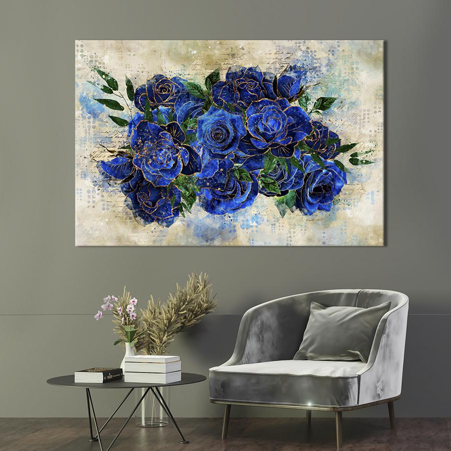 Картина на холсте Букет синих роз 122x81 см (989-1)