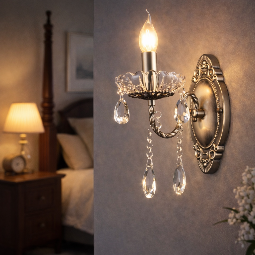 Бра Valeso с хрустальными подвесами под одну лампу Е14 Бронзовый (B NH6814/1W AB)