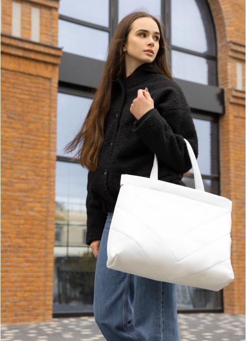 Жіноча сумка-шопер Sambag з прострочкою Білий (7410421434)