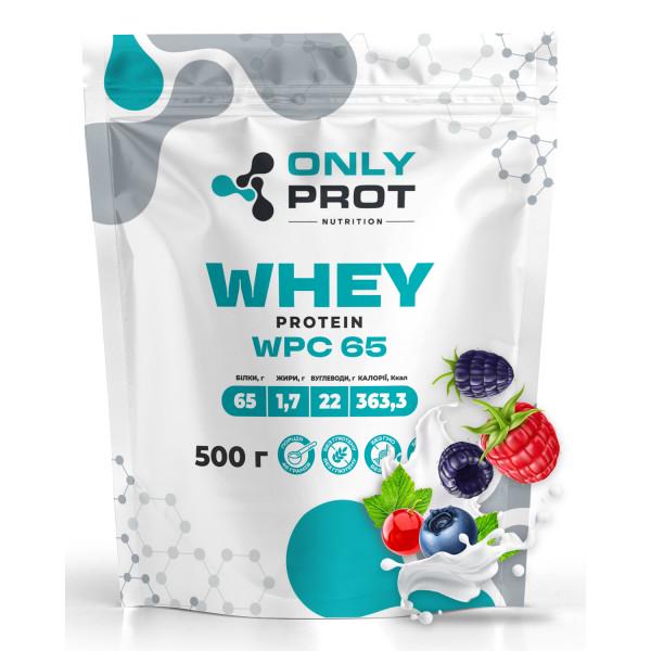Протеин сывороточный концентрат для набора мышечной массы Only Prot Nutrition Whey WPC 65 500 г. Лесные ягоды (21-145-wpc-65-l-500g)