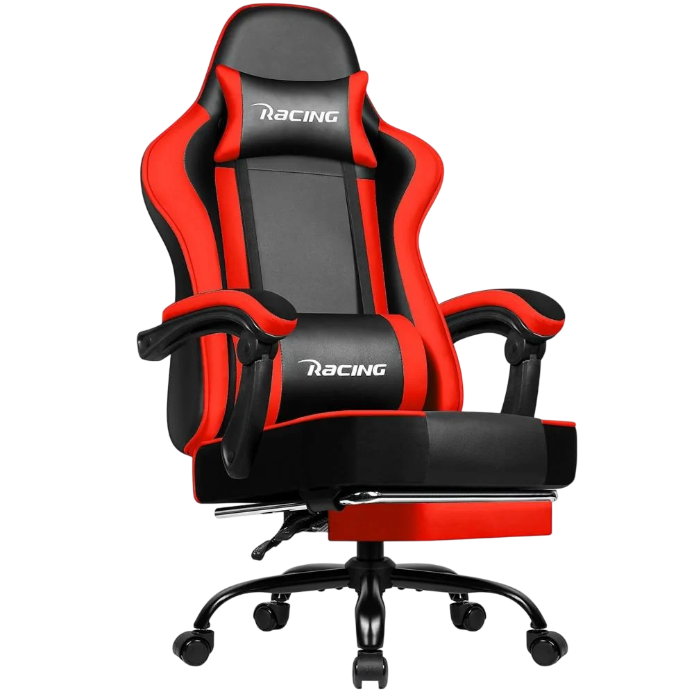 Крісло офісне Bonro Racing B-059 з підставкою для ніг та підлокітниками до 300 кг Червоний (147-76-42412136)